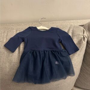 RUFFLEBUTTS Navy Blue Baby Dress with Tulle Skirt